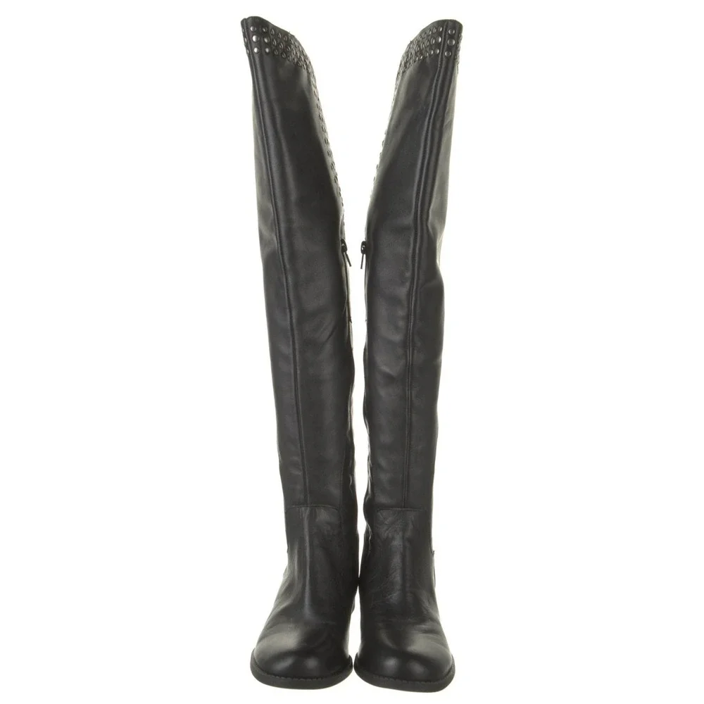 Matisse Thunder Road Black Leather Studded Over the Knee‎ Boots 6.5